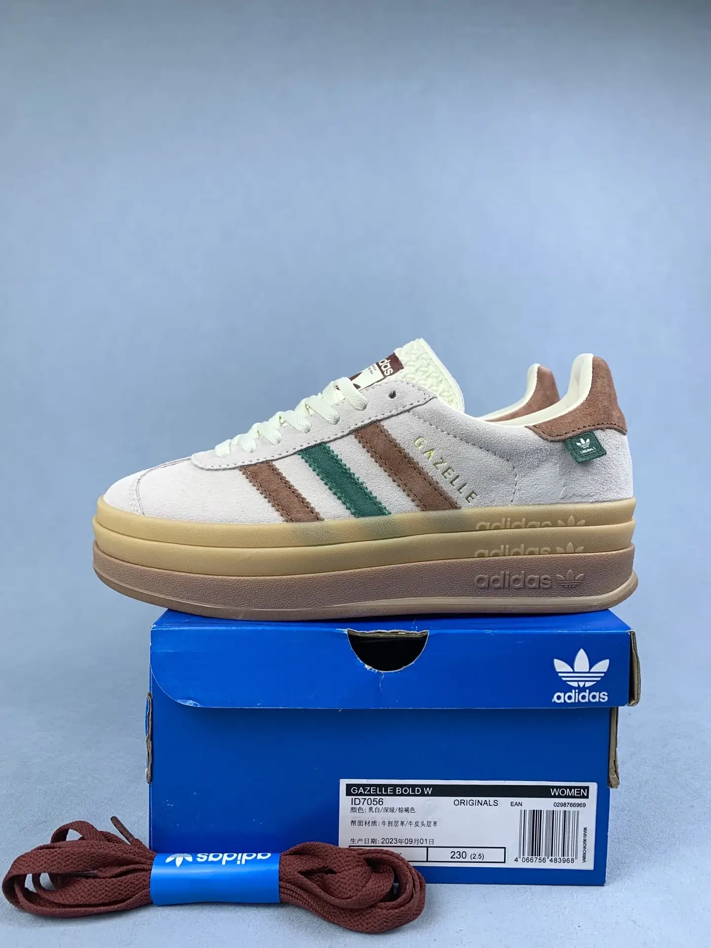 adidas Gazelle Bold Cream White Collegiate Green Shoes product photo from LabelPicks