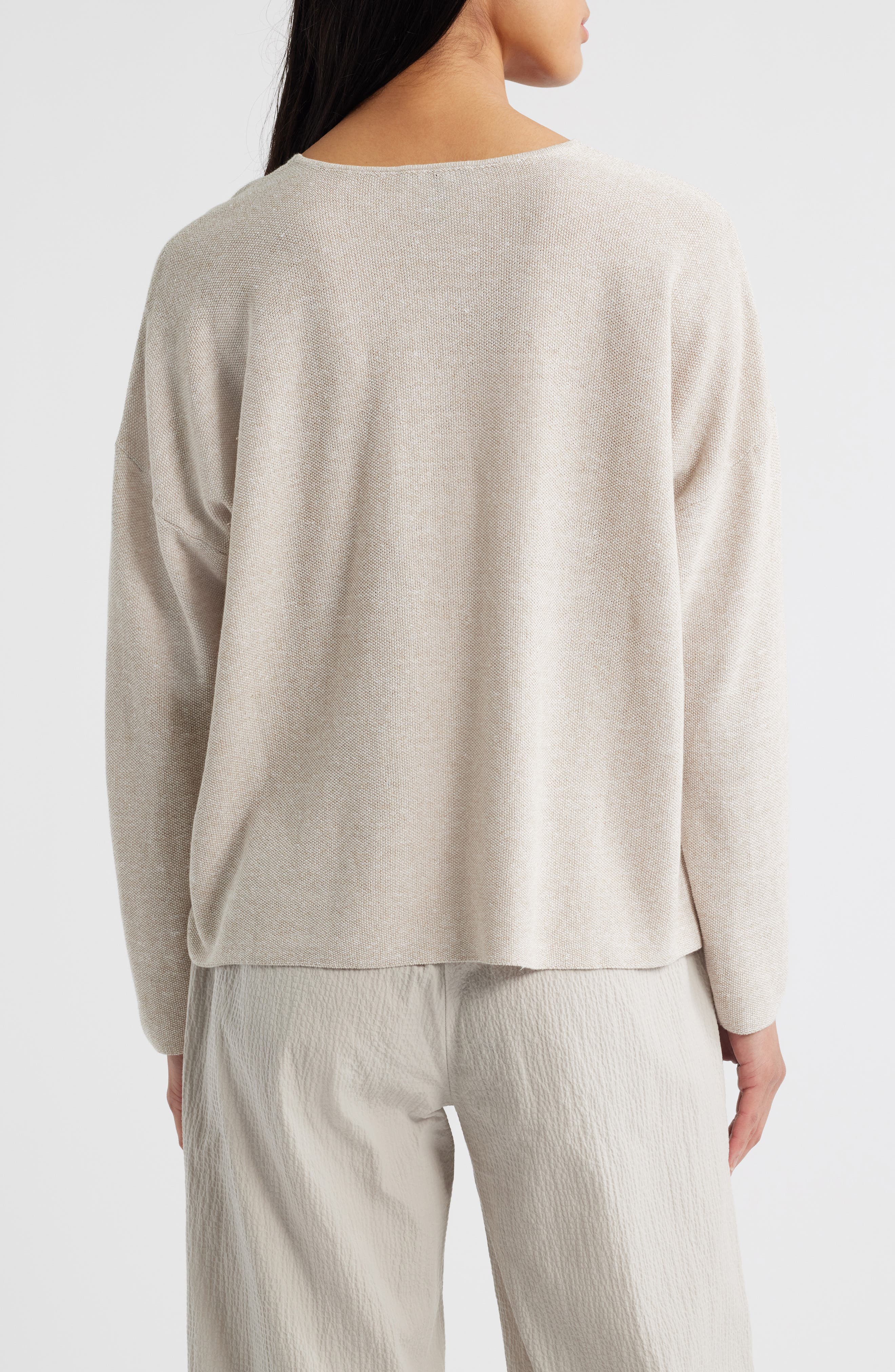 Eileen Fisher Organic Linen & Organic Cotton V-Neck Sweater