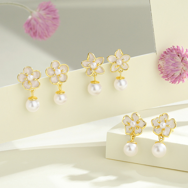 Original Twelve Flower Goddess Earrings in Sterling Silver, New Chinese Style, Forest-Inspired, Elegant and Graceful Flower Earrings, Mother's Day Gift