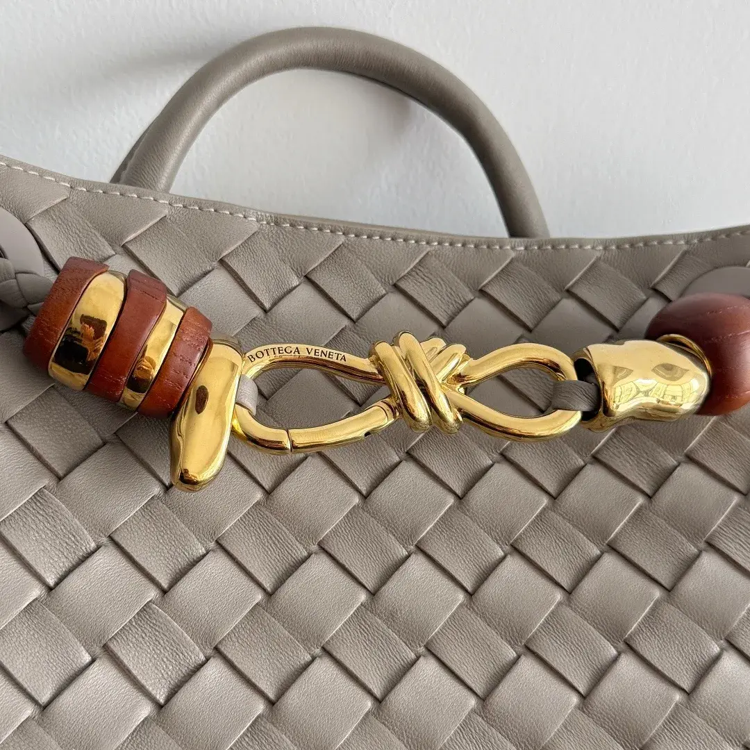 Bottega Veneta Andiamo Grey Intrecciato Woven Leather Top Handle Bag product photo from LabelPicks