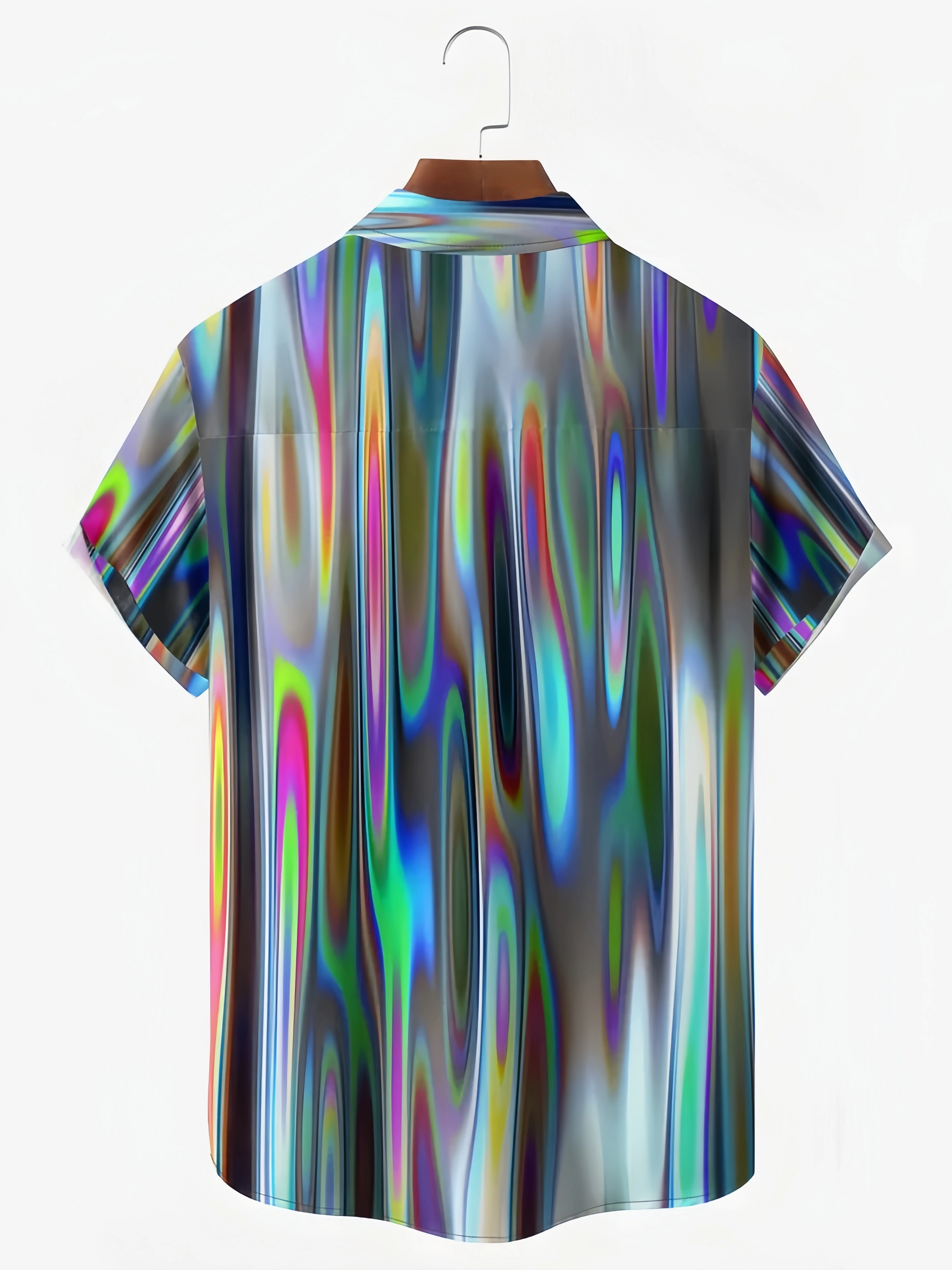 Laser Print Chest Pocket Short Sleeve Casual Shirt