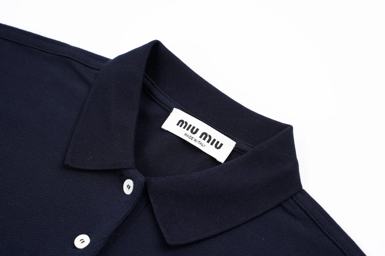 Miu Miu Navy Logo Long Sleeve Polo Shirt product photo from LabelPicks