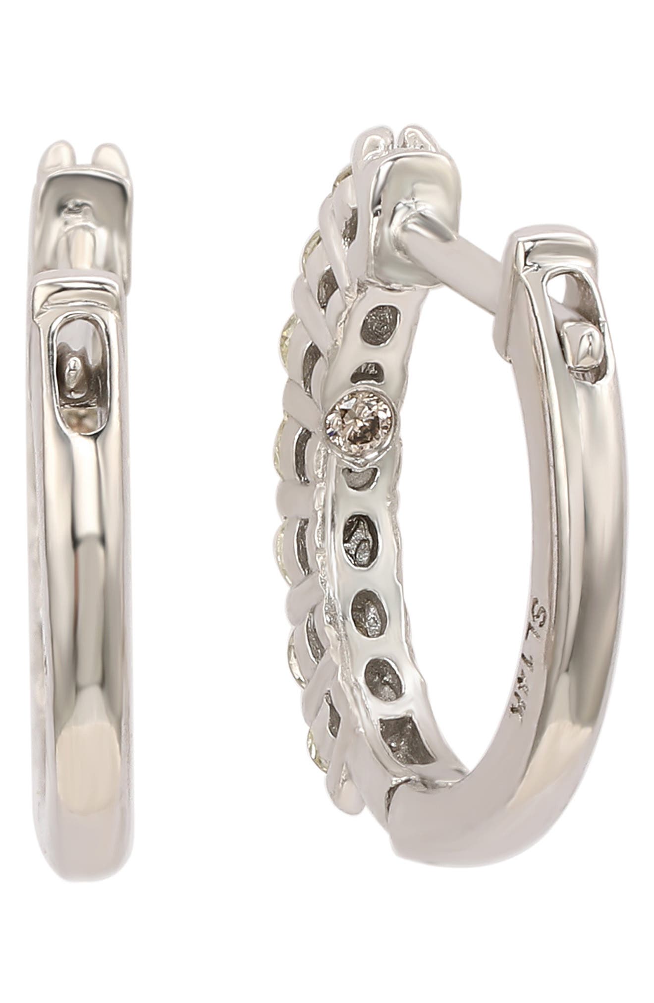 SUZY LEVIAN 14K Gold Diamond Huggie Hoop Earrings - 0.50ct.
