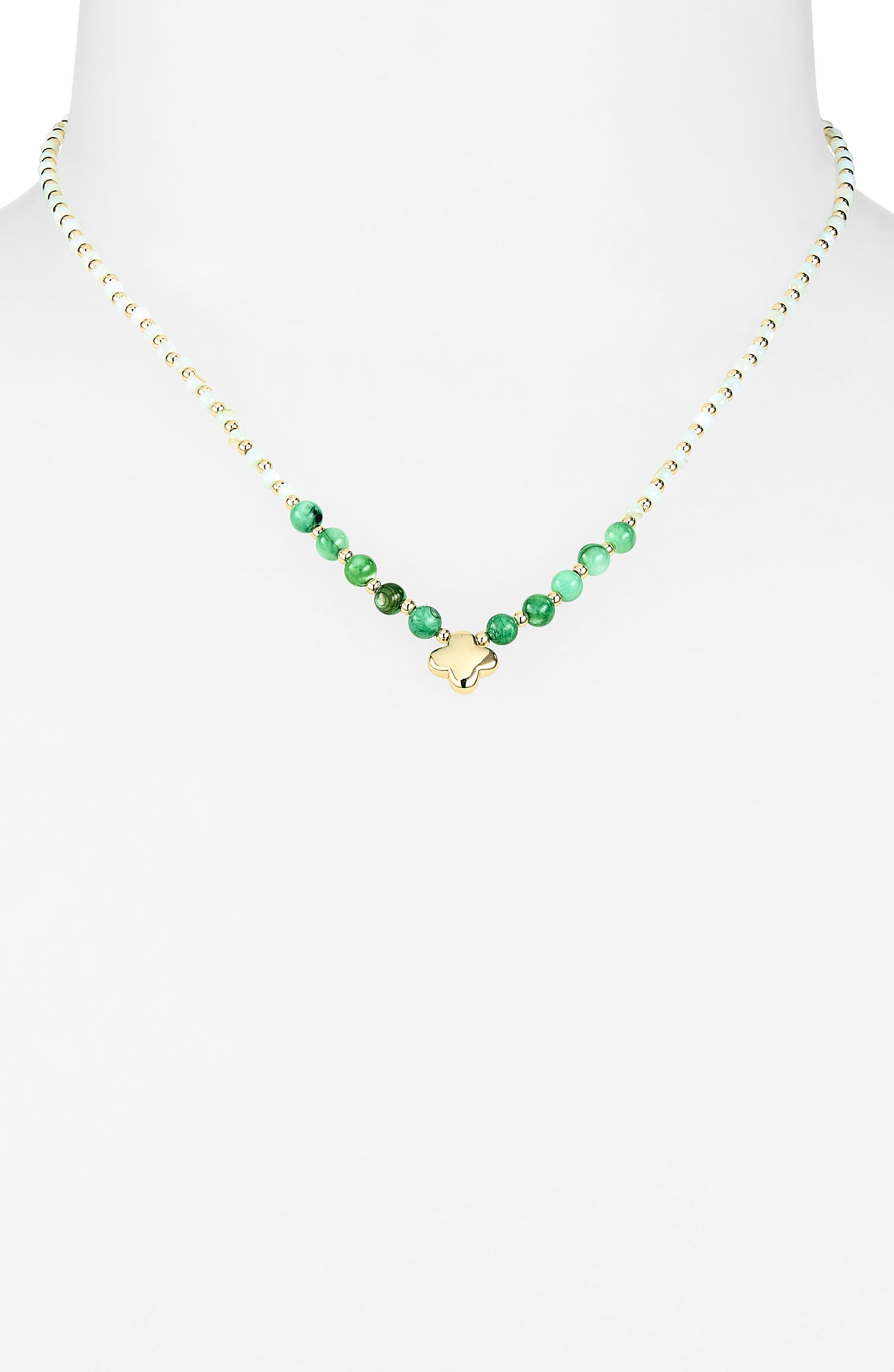 ARGENTO VIVO Green Clover Necklace