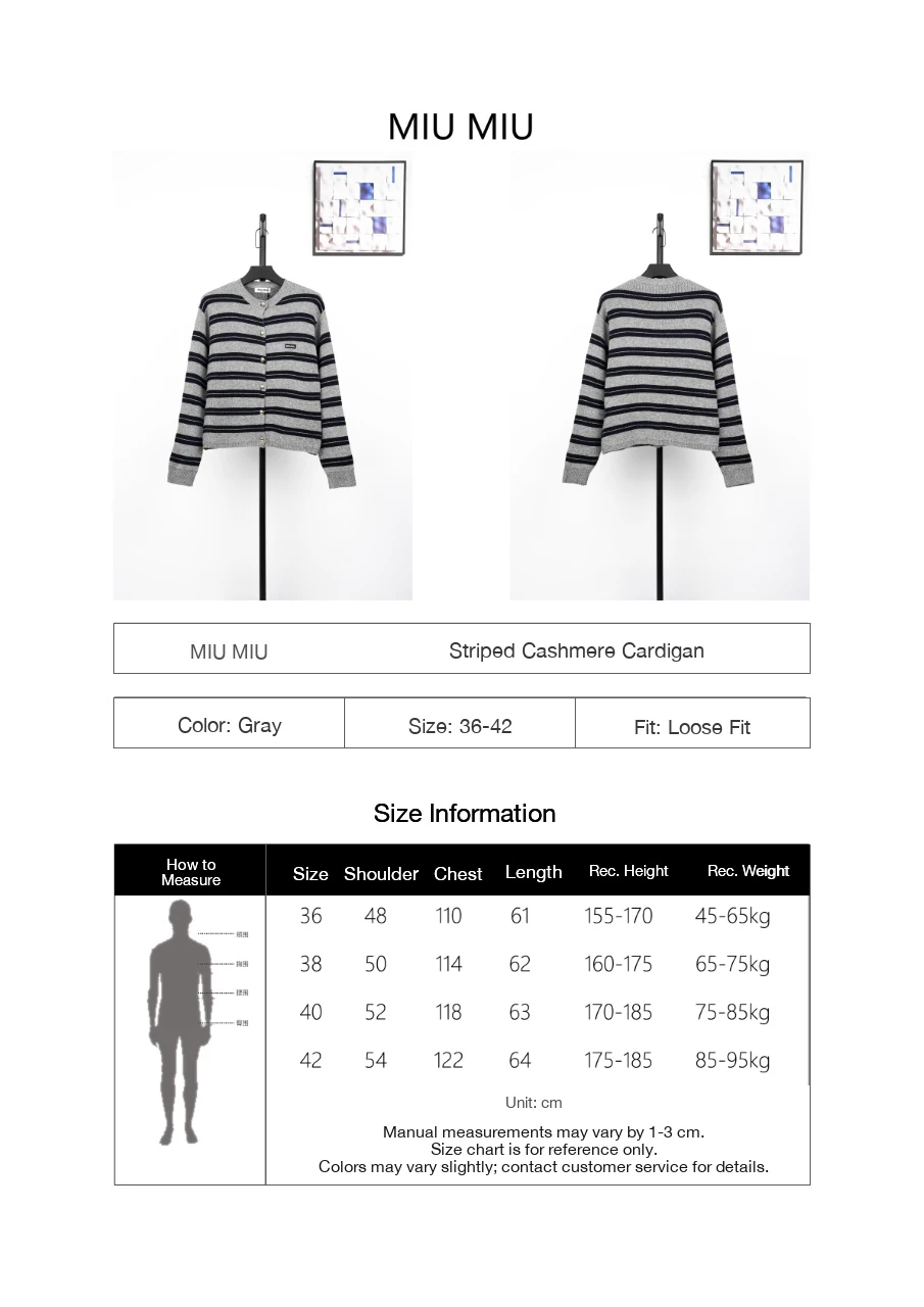 Miu Miu Grey Black Stripe Cashmere Cardigan product photo from LabelPicks
