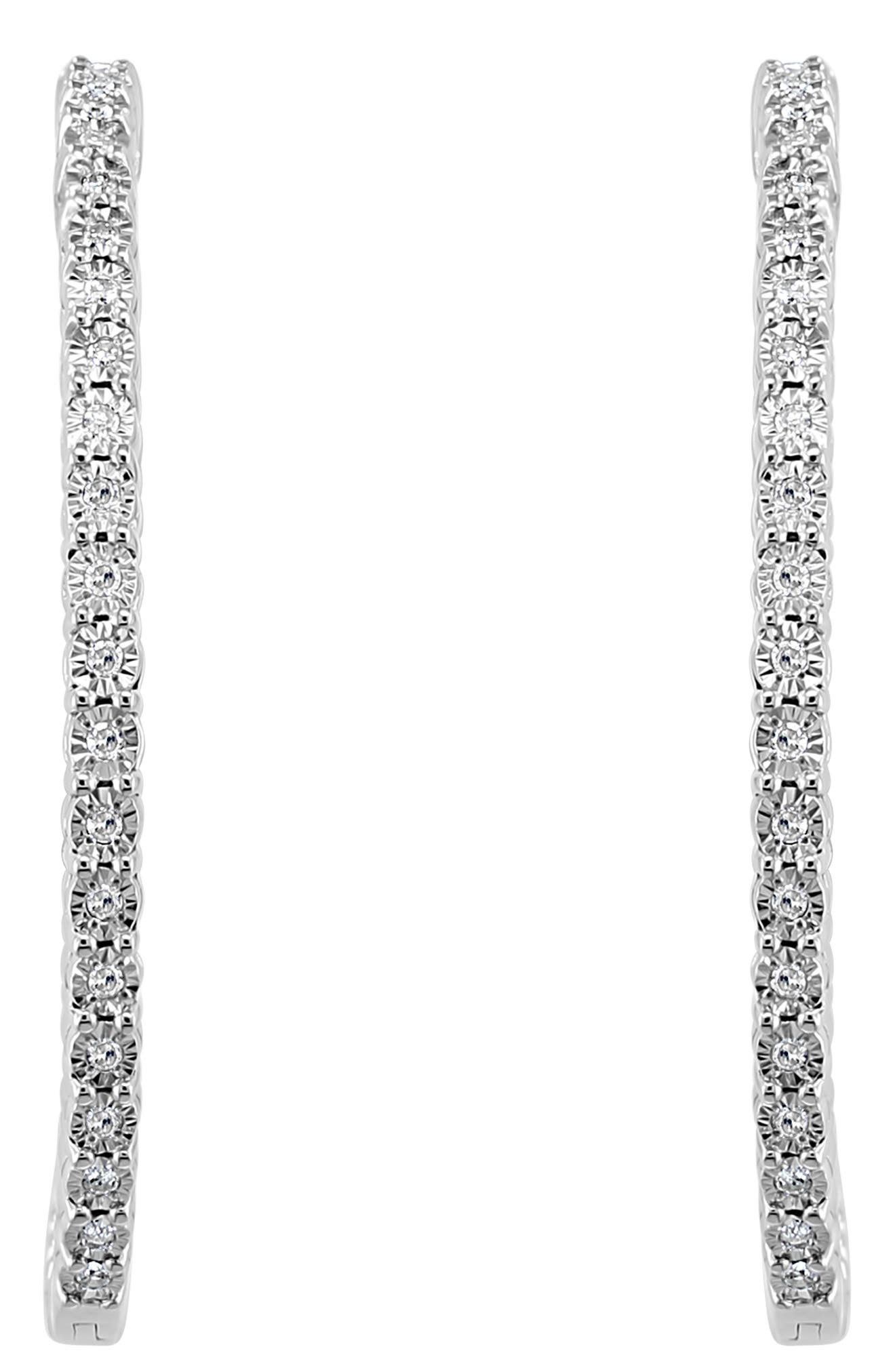 EFFY Sterling Silver Diamond Hoop Earrings - 0.46 ctw