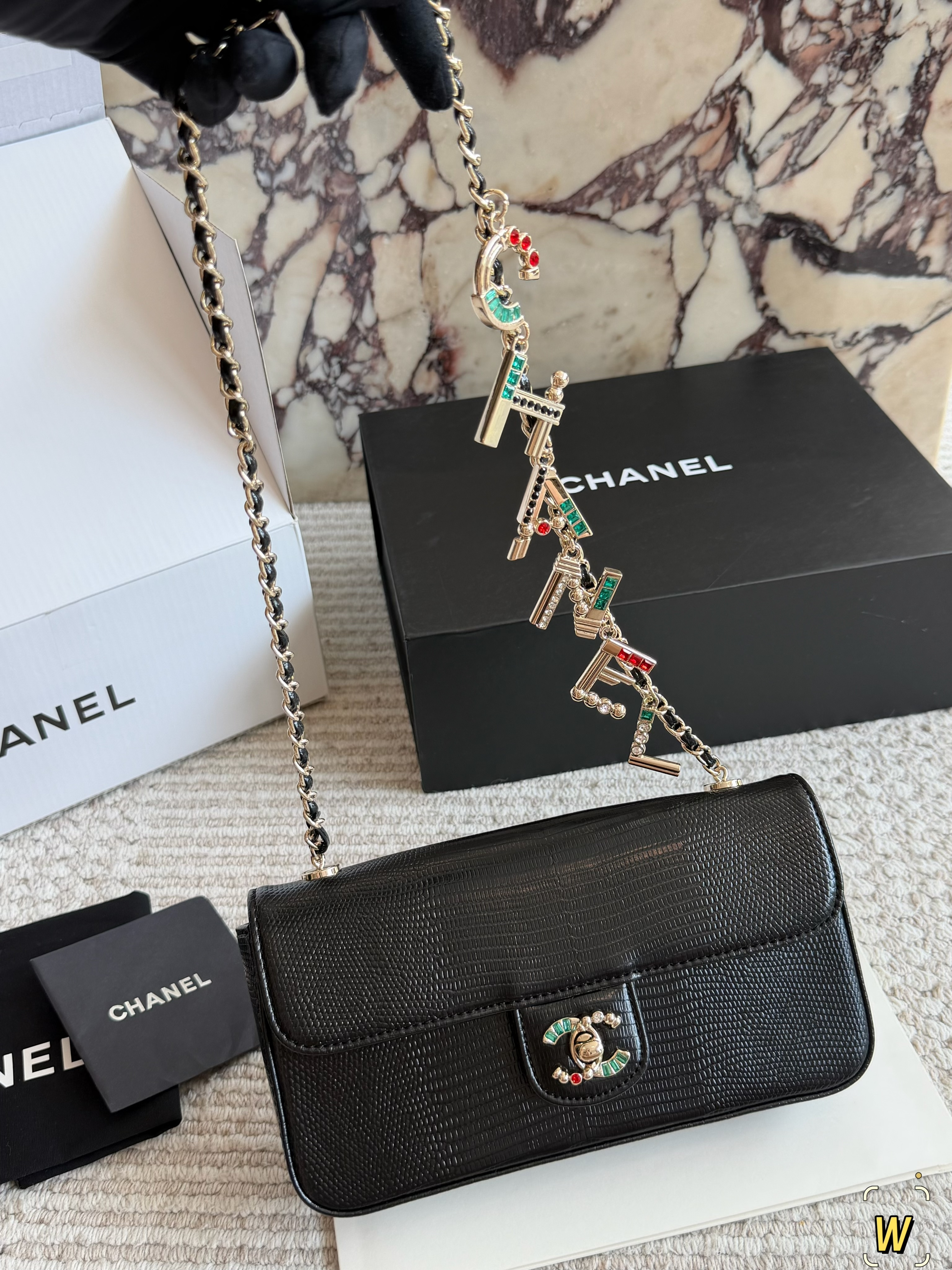 Chanel 26A Badge Chain Horizontal Flap Bag