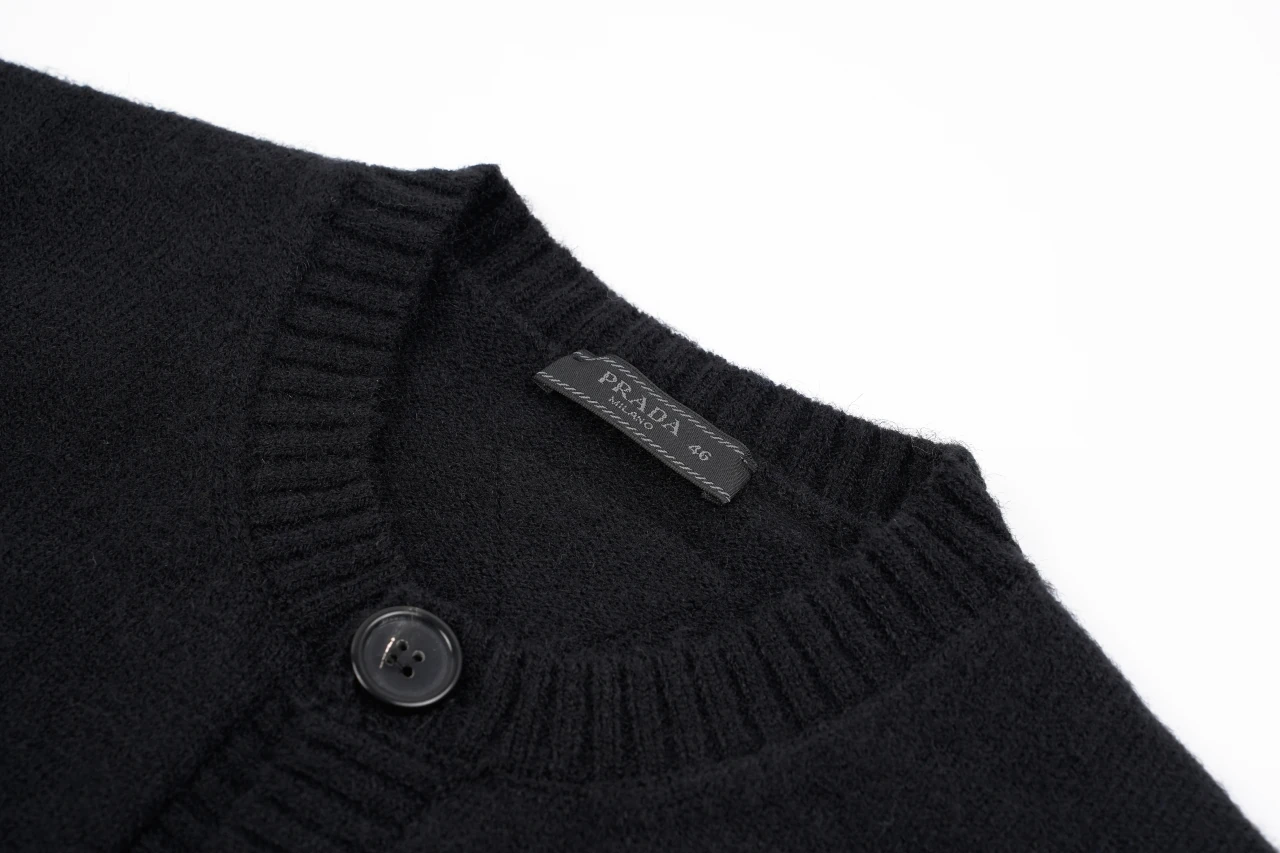 Prada Black Knit Cardigan with Back Triangle Logo product photo from LabelPicks