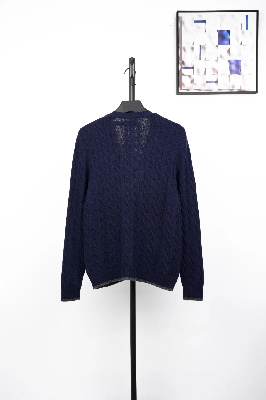 Ralph Lauren Navy Pony Embroidered Cable Knit Wool Blend Cardigan product photo from LabelPicks