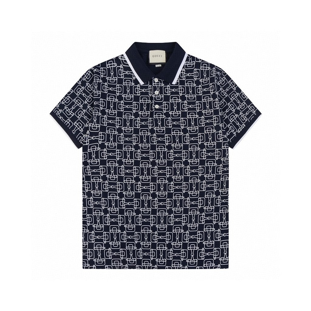 0419 Full print cotton polo shirt