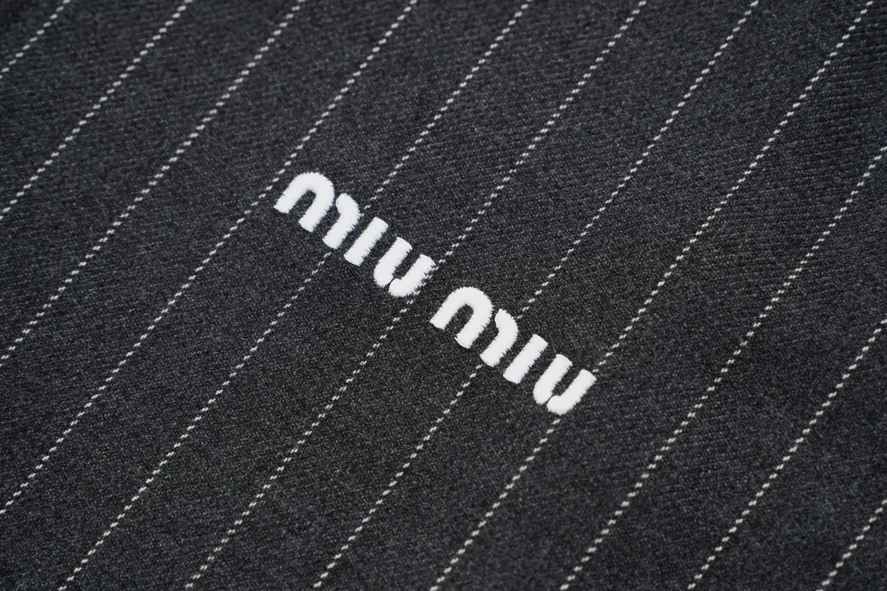 Miu Miu Dark Grey Striped Wool Jacket product photo from LabelPicks
