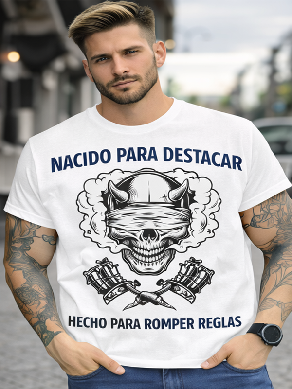 Remera Calavera Demon con Máquinas de Tatuar | Estilo Urbano Unisex