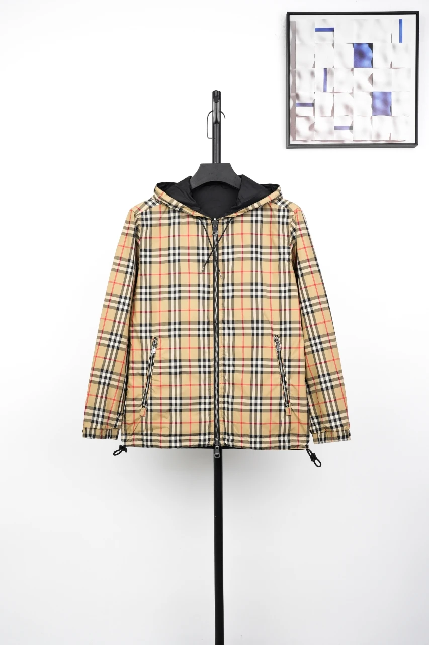 Burberry Beige Check Reversible Hooded Zip Jacket product photo from LabelPicks