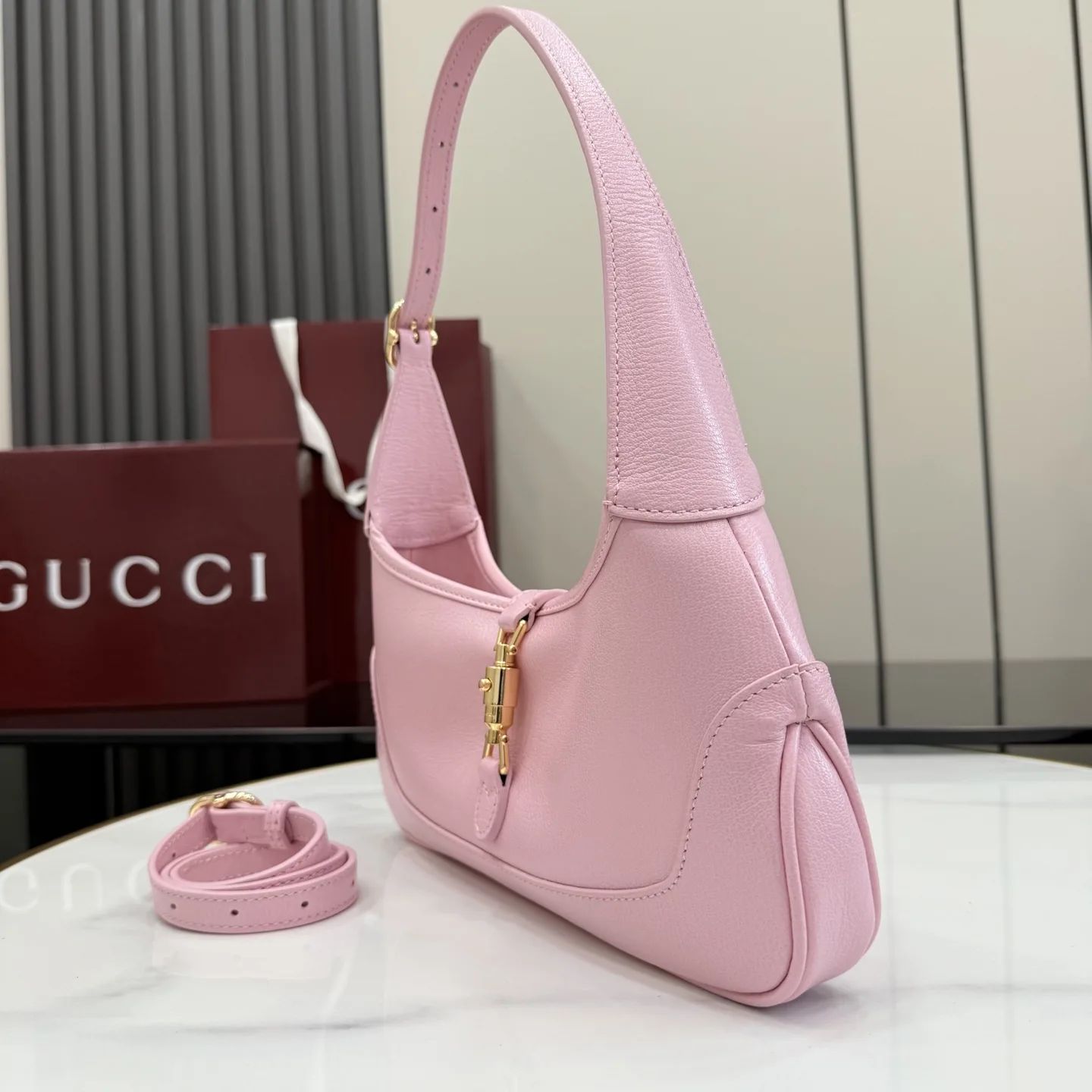 Gucci Jackie Pink Grained Leather Shoulder Bag product photo from LabelPicks