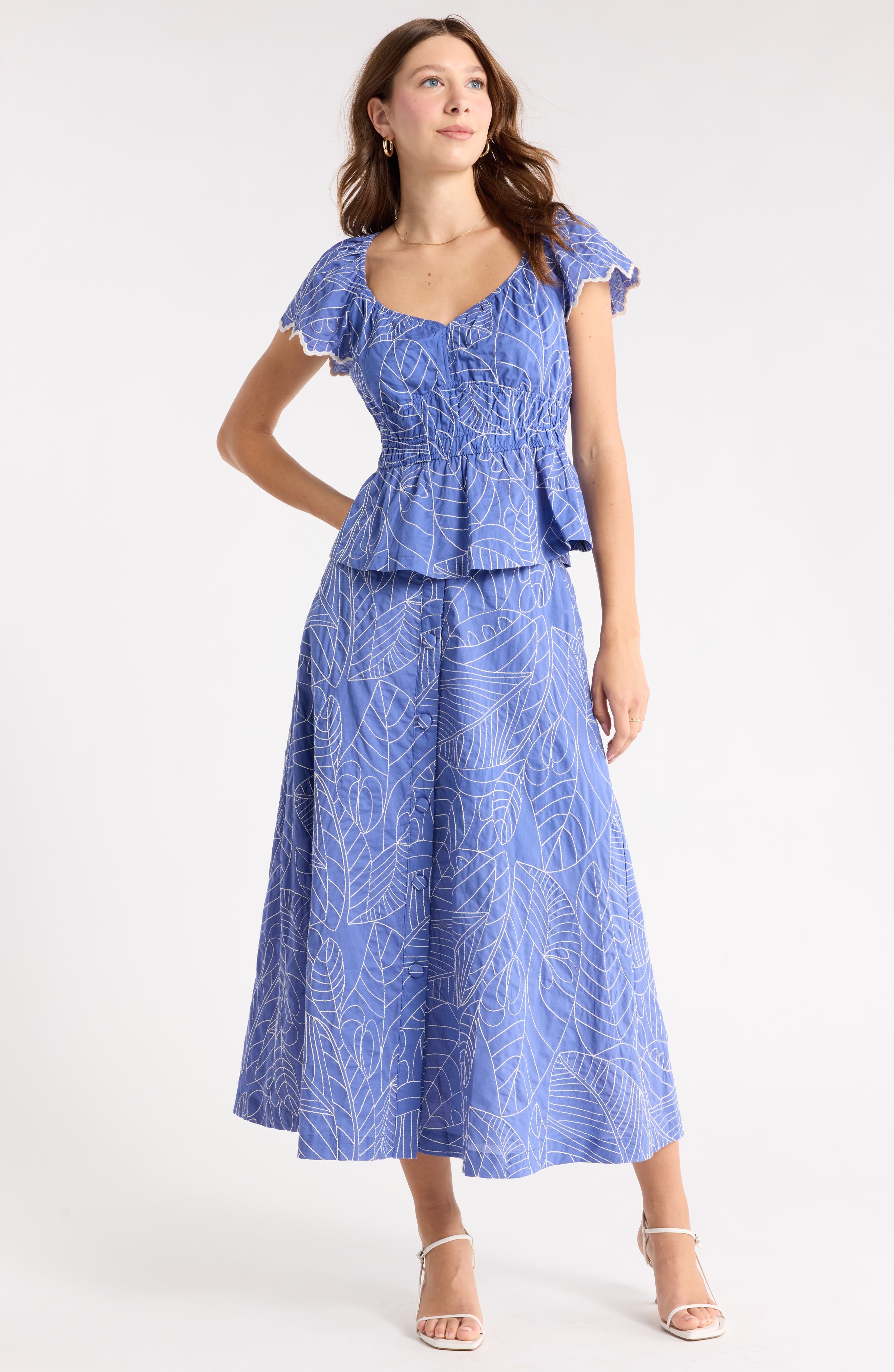 1901 Short Sleeve Smocked Waist Top