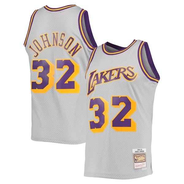 Magic Johnson Los Angeles Lakers 1984-85 Hardwood Classics Reload 2.0 Throwback Swingman Jersey - Gray