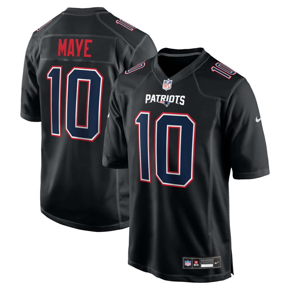 Drake Maye New England Patriots Nike Fashion Game Jersey - Carbon Black