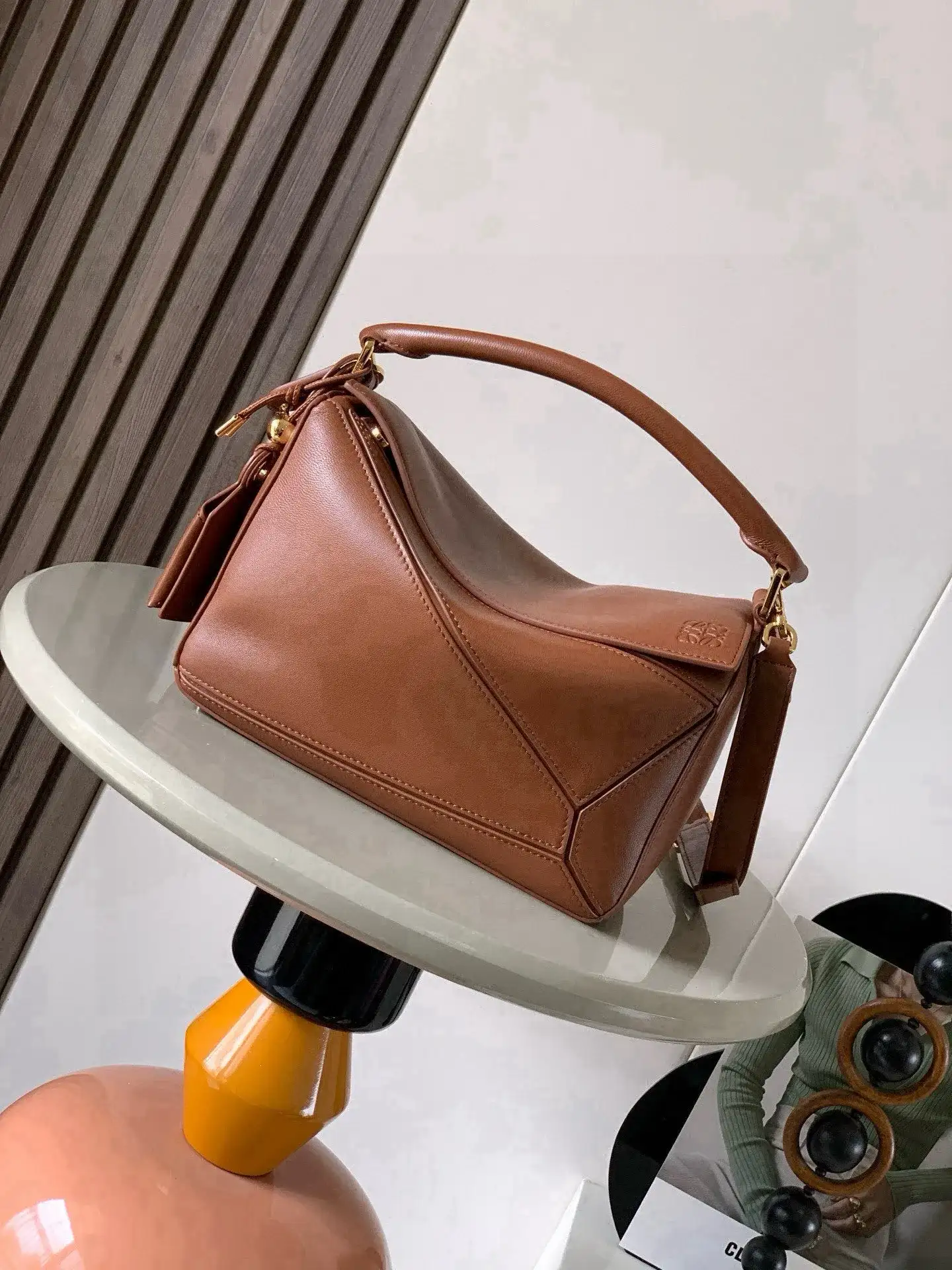 Loewe Brown Puzzle Lambskin Top Handle Bag product photo from LabelPicks