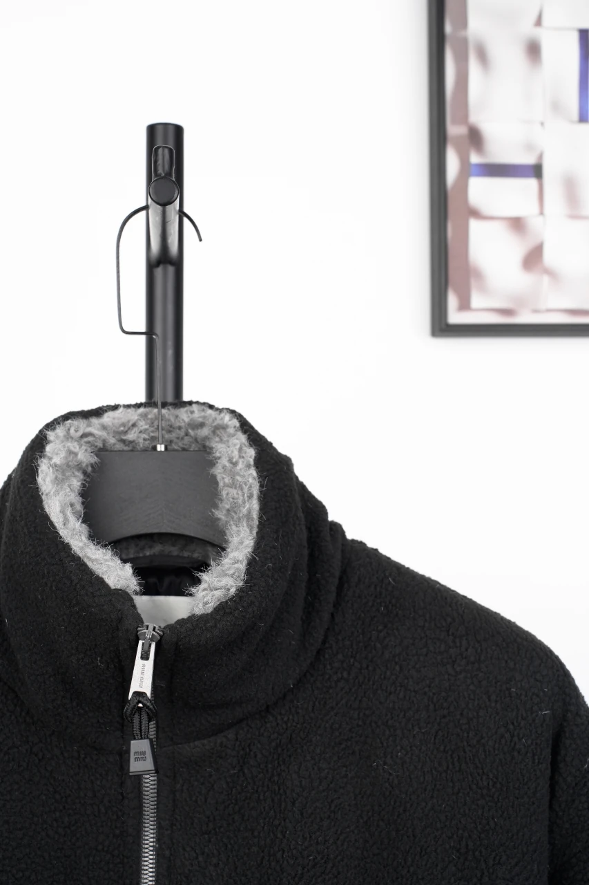 Miu Miu Black Fleece Collar Down Jacket product photo from LabelPicks