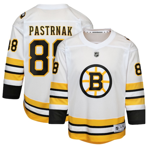 David Pastrnak Boston Bruins Youth Home Replica Player Jersey - White/Black