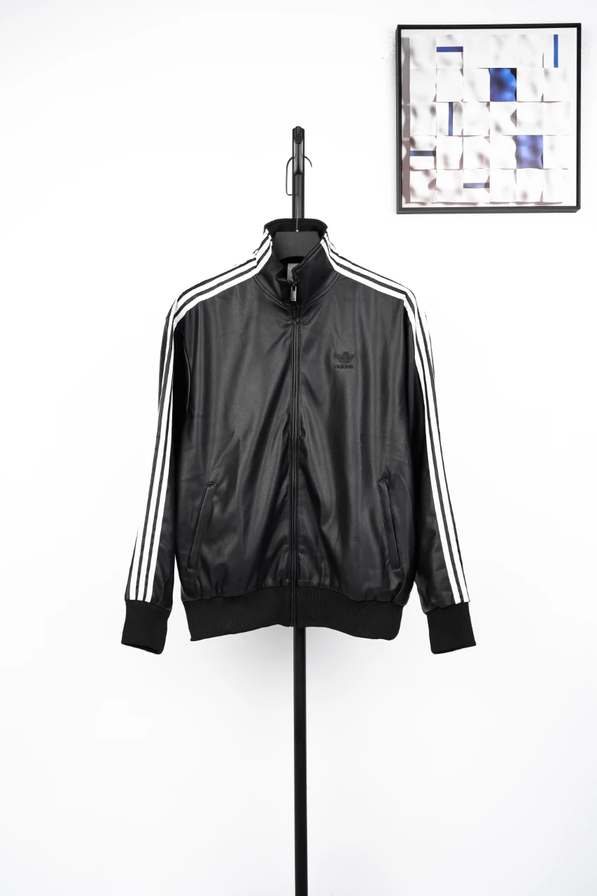adidas Originals Black Three-Stripe Retro Faux Leather Jacket product photo from LabelPicks