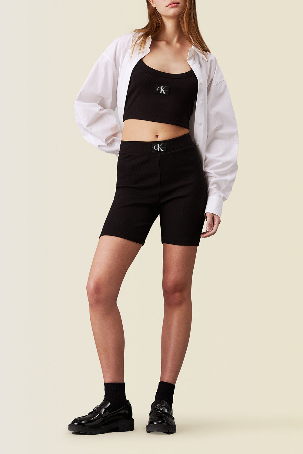CALVIN KLEIN מכנסי טייץ בייקר ריב