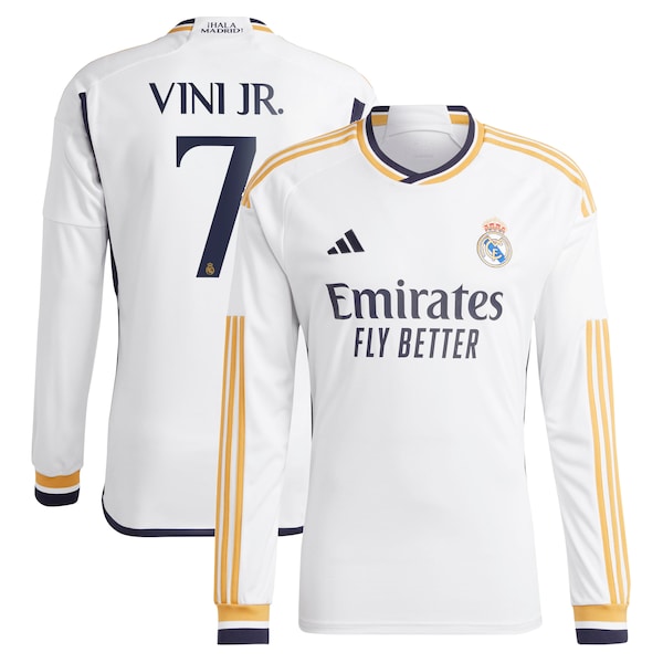 Vini Jr. Los Merengues adidas 2023/24 Home Long Sleeve Replica Player Jersey - White