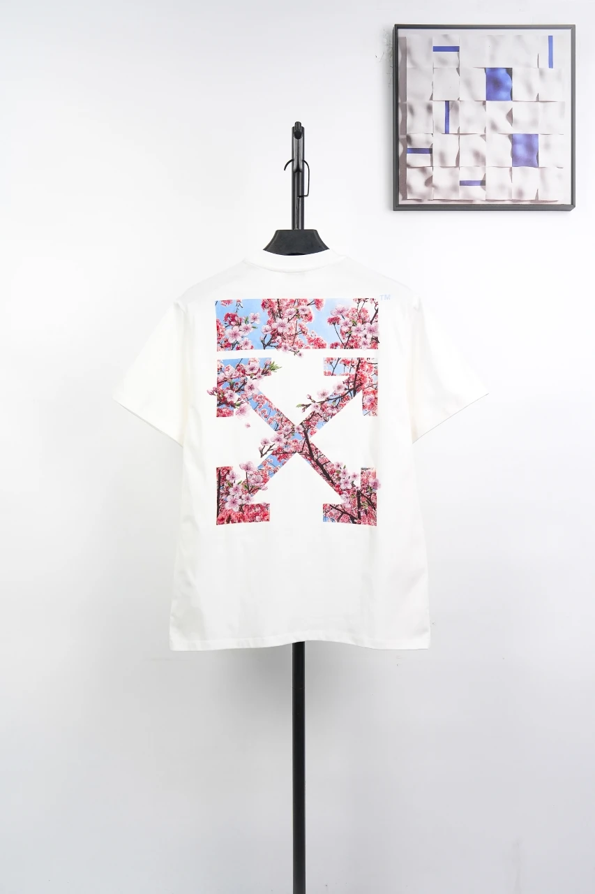 Off-White White Pink Cherry Blossom Arrow T-Shirt product photo from LabelPicks