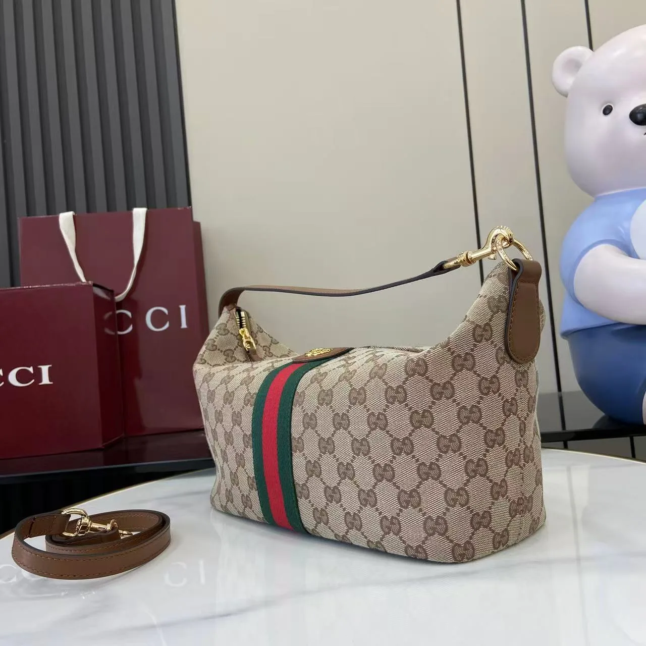Gucci Brown GG Supreme Canvas Shoulder Bag product photo from LabelPicks