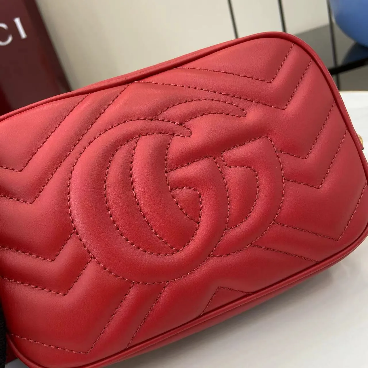 Gucci Marmont Red GG Supreme Canvas Crossbody Bag product photo from LabelPicks