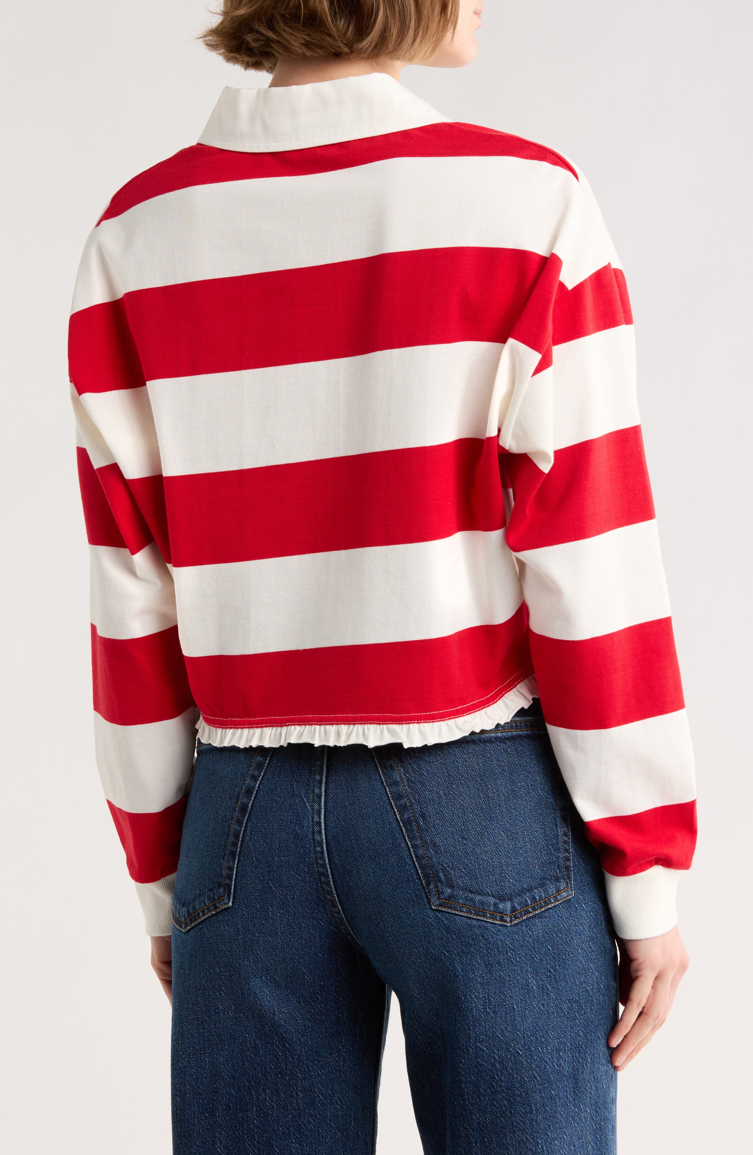Vigoss Stripe Long Sleeve Cotton Polo
