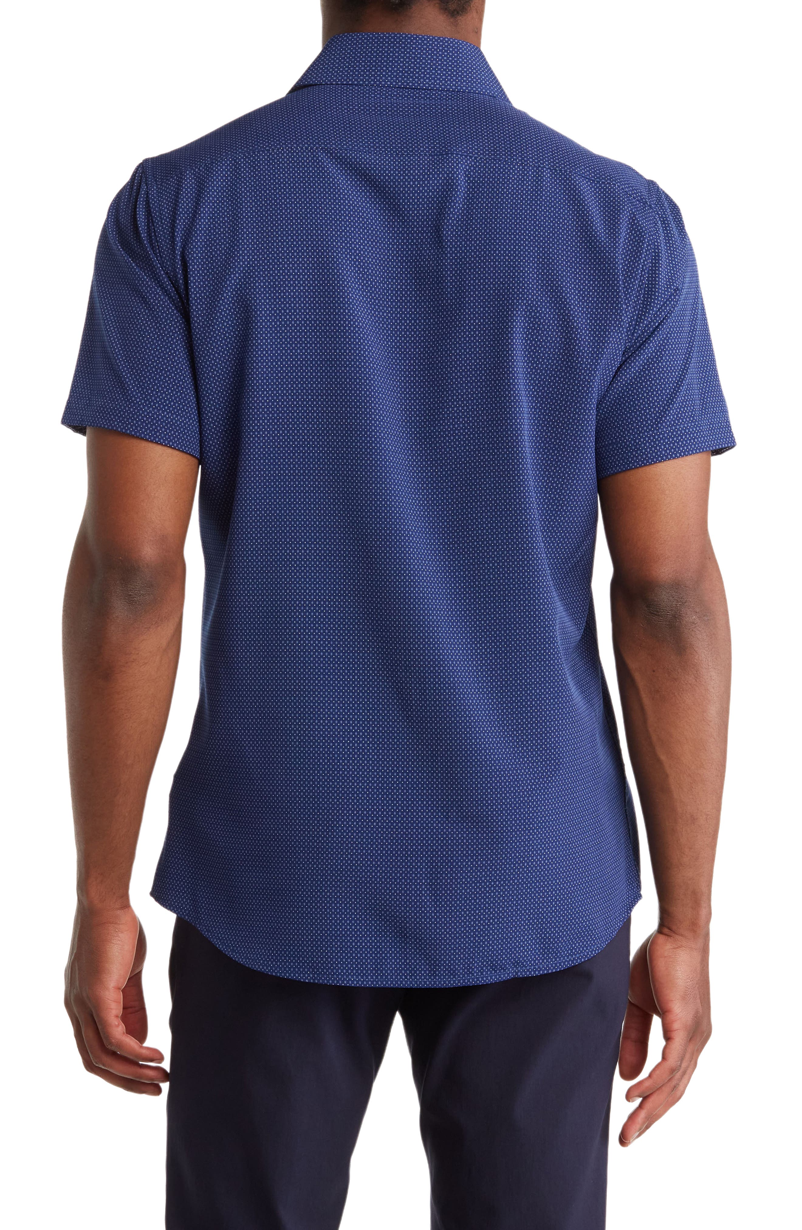 TOM BAINE Slim Fit Short Sleeve Performance Stretch Button-Up Shirt