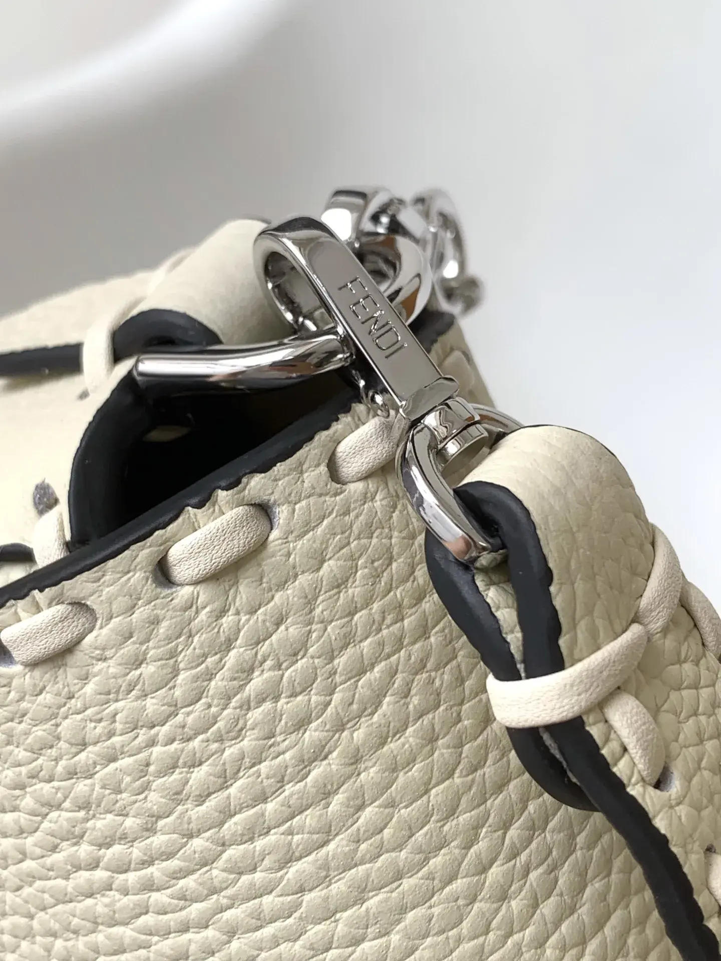 Fendi Baguette White Grained Leather Shoulder Bag product photo from LabelPicks