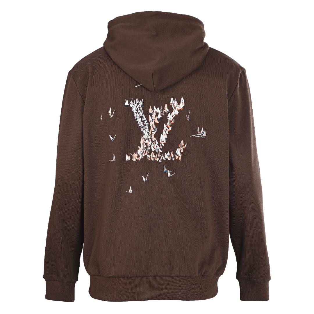 0902 Hollow Classic Print Hoodie
