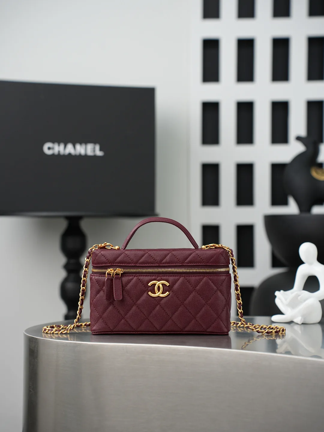 Chanel Burgundy Quilted Leather Top Handle Bag product photo from LabelPicks