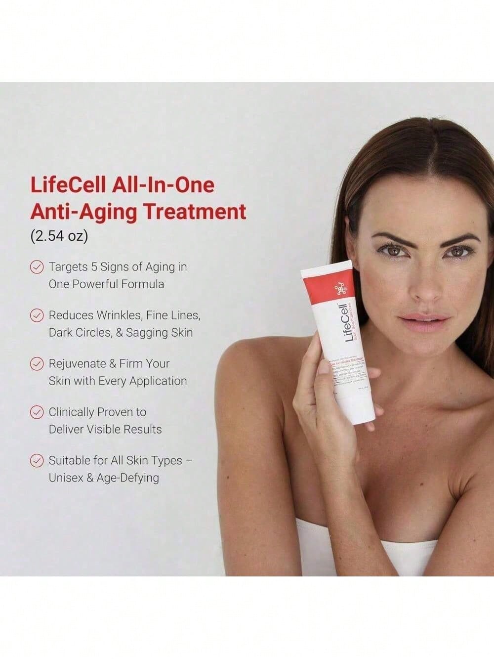 LifeCell All In One Anti-Aging Cream – Reduces Wrinkles, Fine Lines, Dark Circles & Sun Damage – Retinol, Vitamin C, DMAE & Hyaluronic Acid – Fragrance-Free, For All Skin Types (2.54oz) HHYD