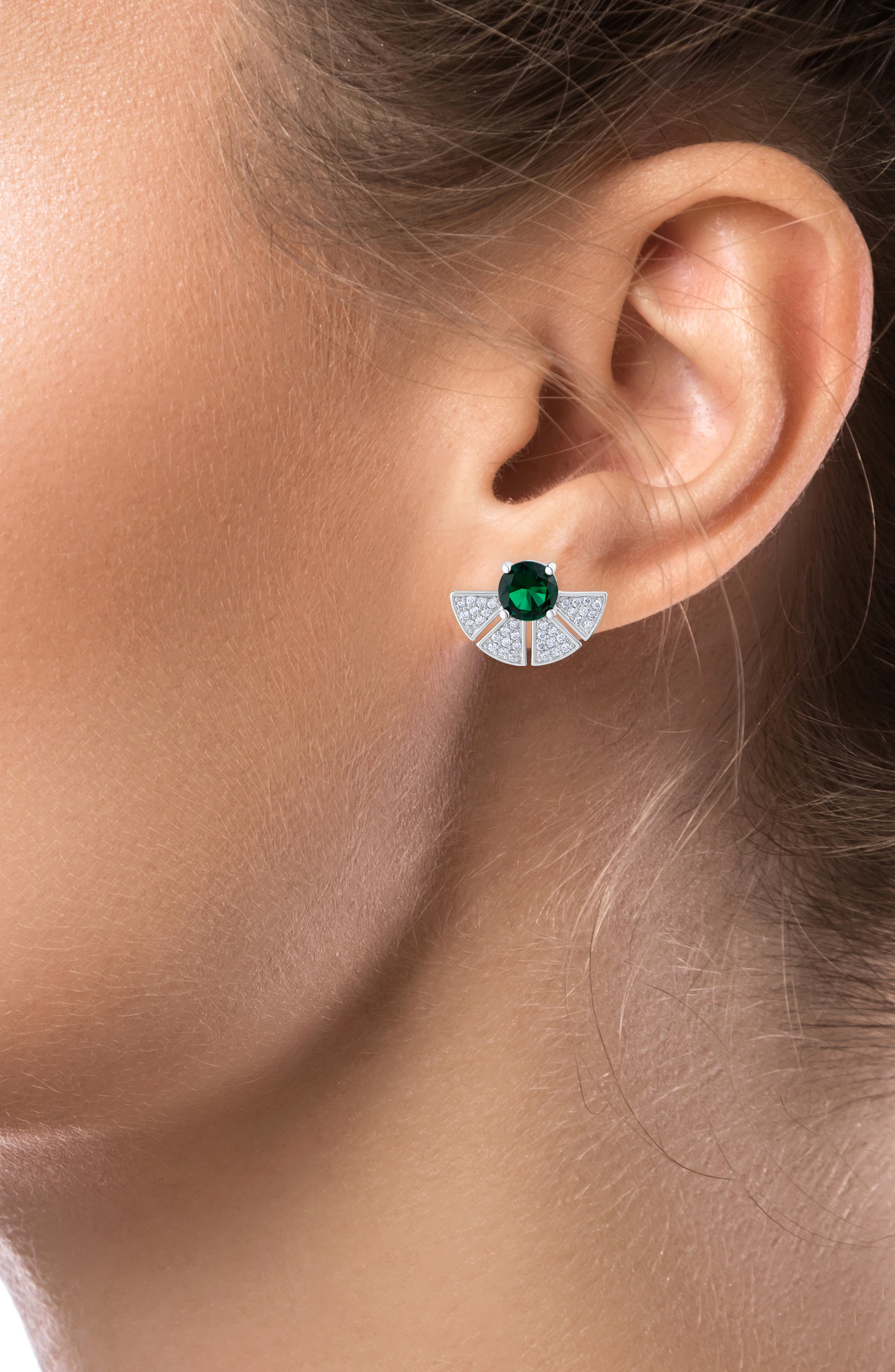 CZ by Kenneth Jay Lane Pavé Cubic Zirconia Fan Stud Earrings