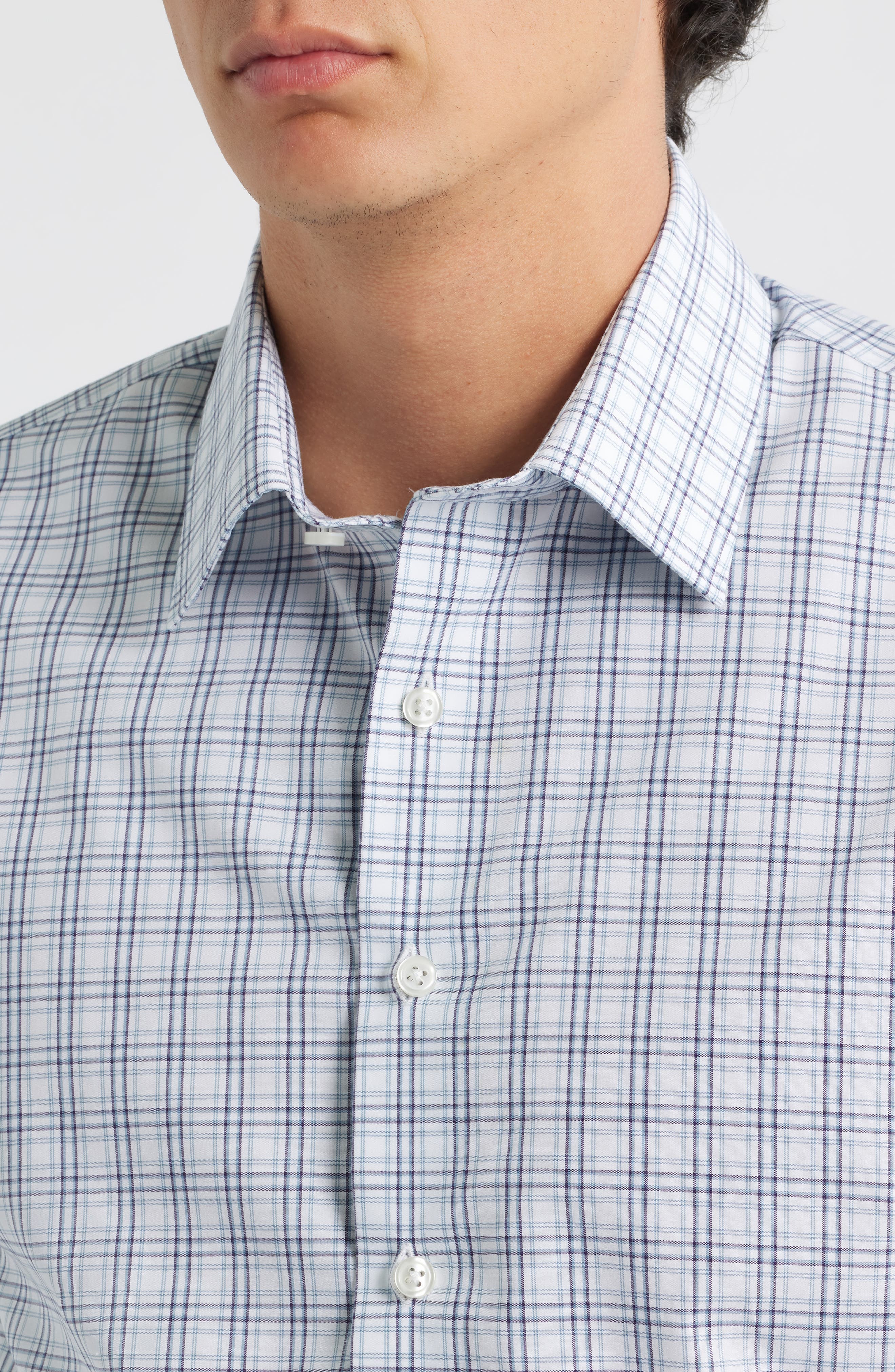 Nordstrom Extra Trim Fit Check Non Iron Cotton Dress Shirt