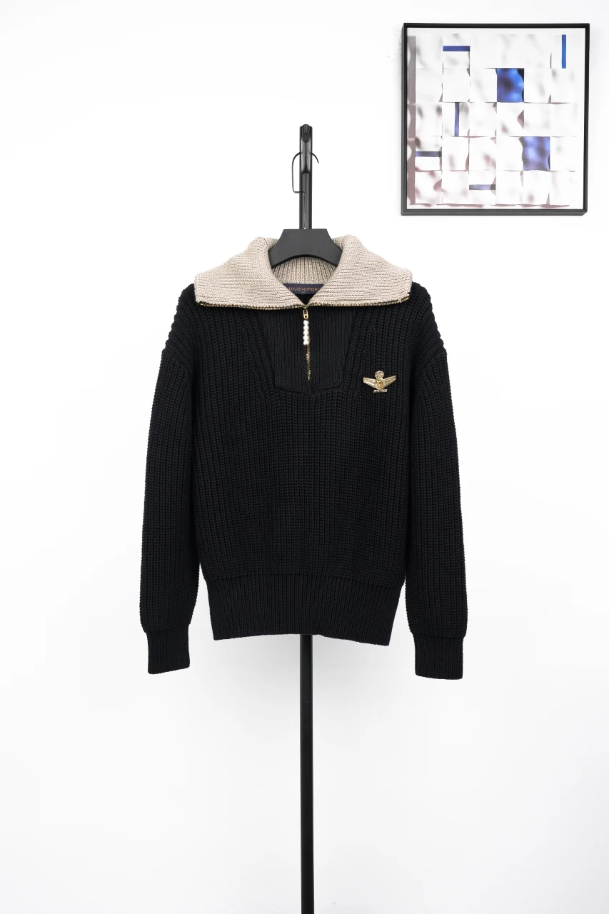 Louis Vuitton Black Crown Half Zip Pullover Sweater product photo from LabelPicks