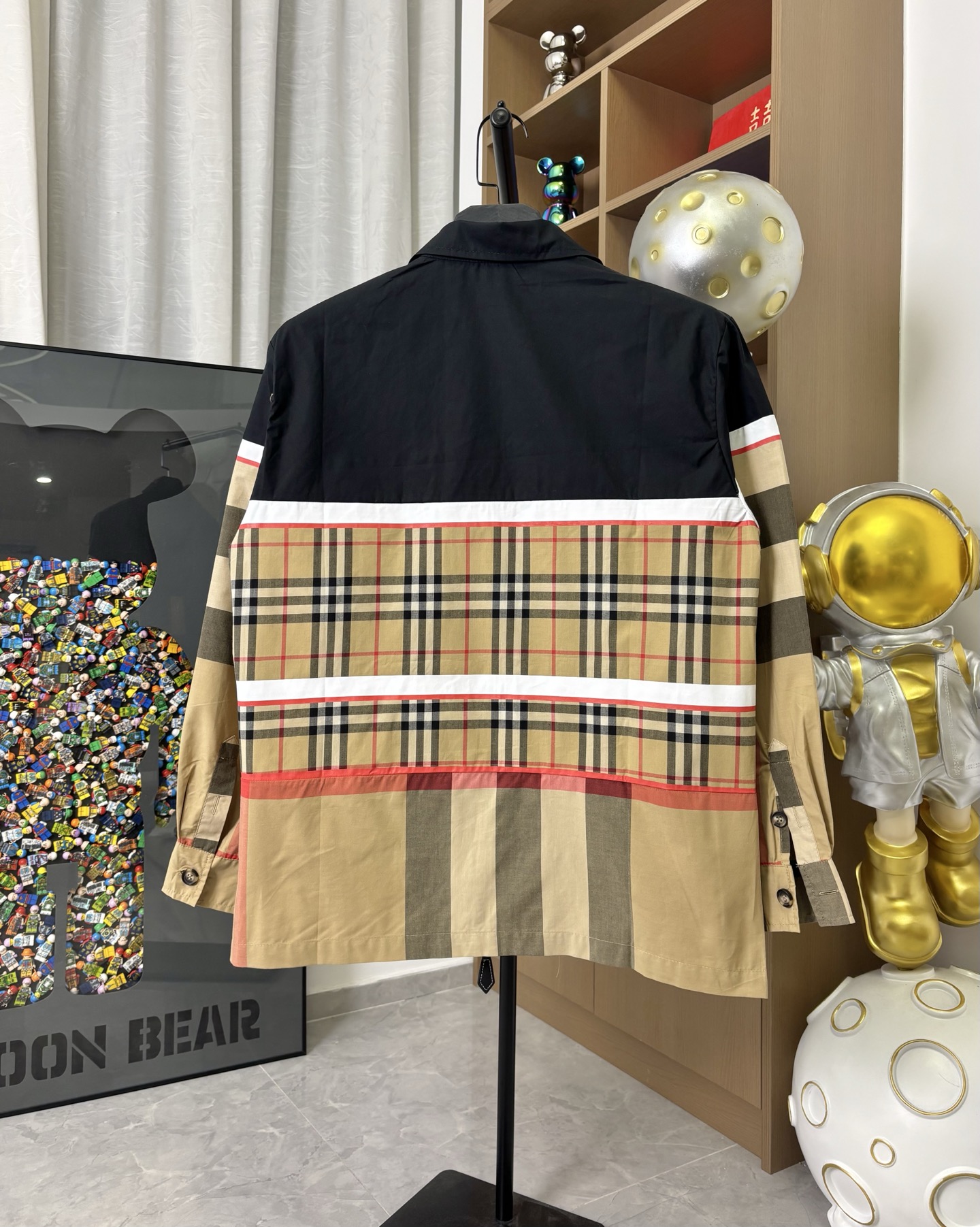 Plaid Spliced Long Sleeved Zipper Jackets