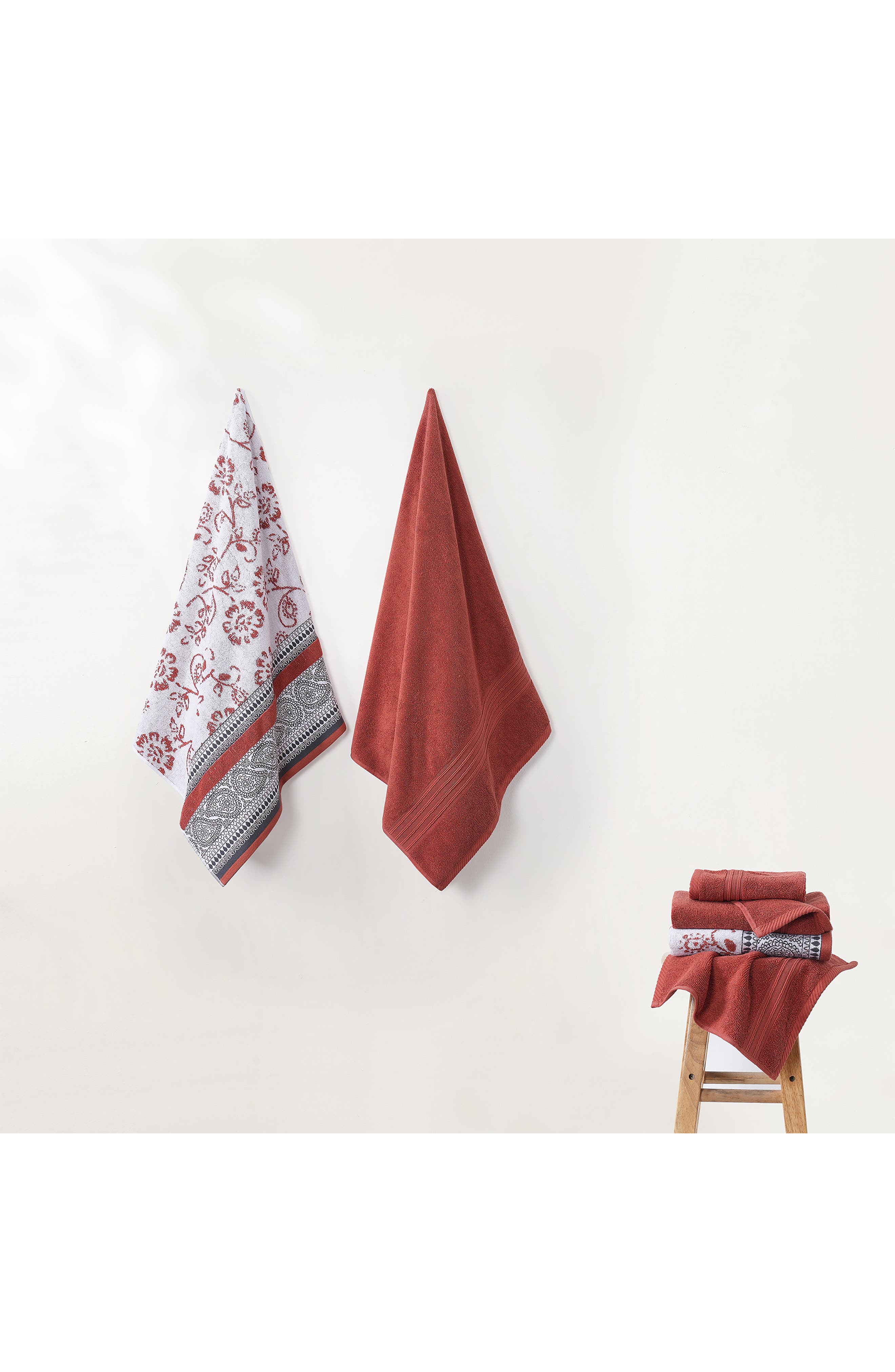 Modern Threads Yarn Dyed Jacquard/Solid Towel 6-Piece Set - Ophelia Stone