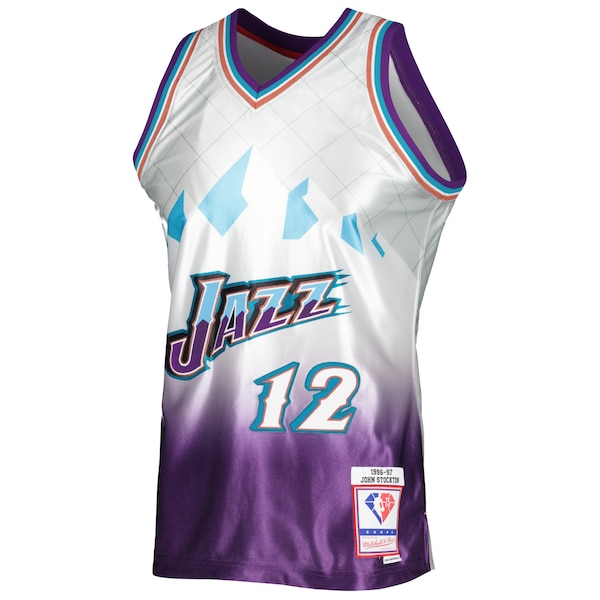 John Stockton Utah Jazz 1996/97 Hardwood Classics 75th Anniversary Swingman Jersey - Platinum
