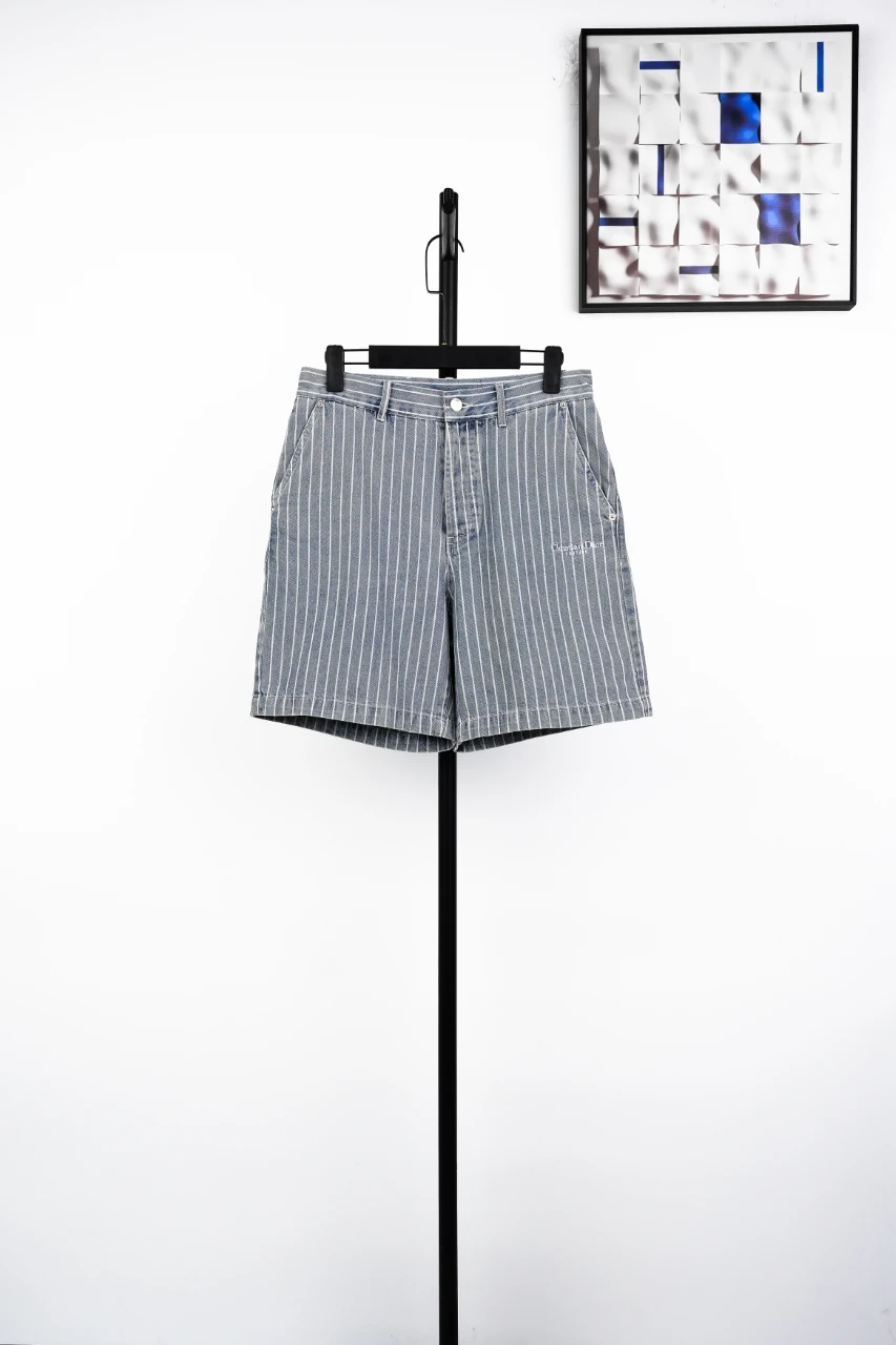 Dior Blue White Couture Stripe Shorts product photo from LabelPicks