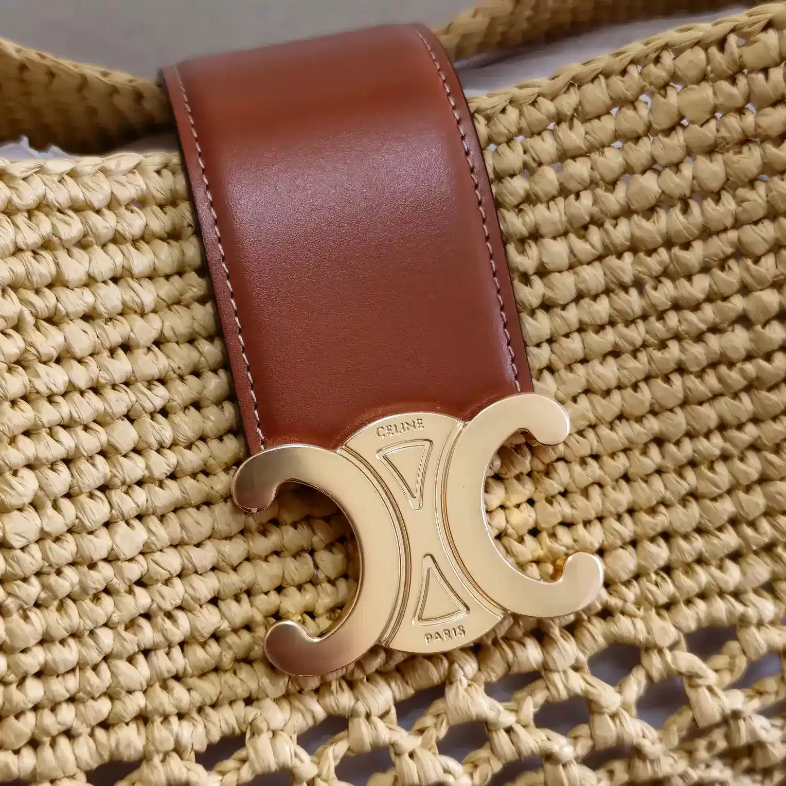 Celine Straw Woven Triomphe Bucket Bag product photo from LabelPicks