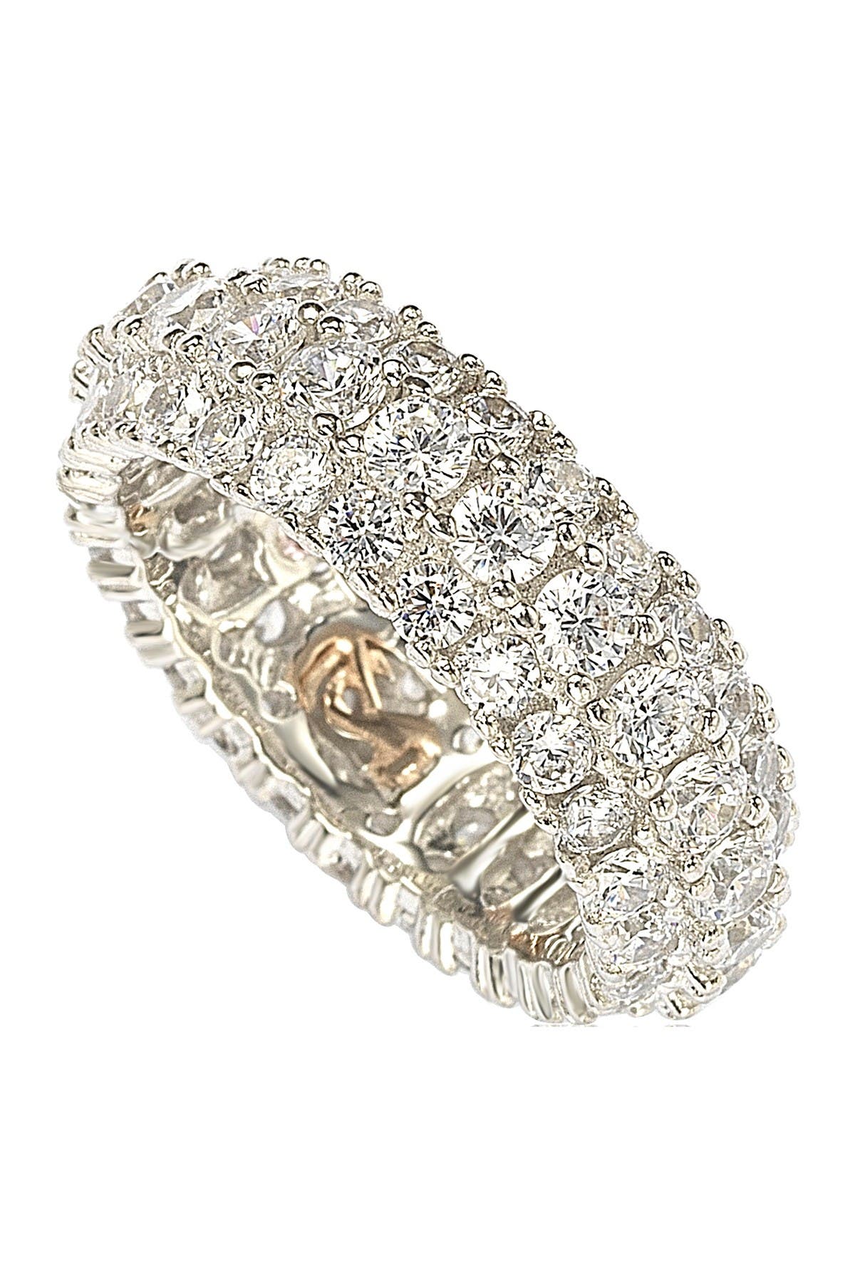 SUZY LEVIAN Sterling Silver White CZ 3 Row Eternity Band