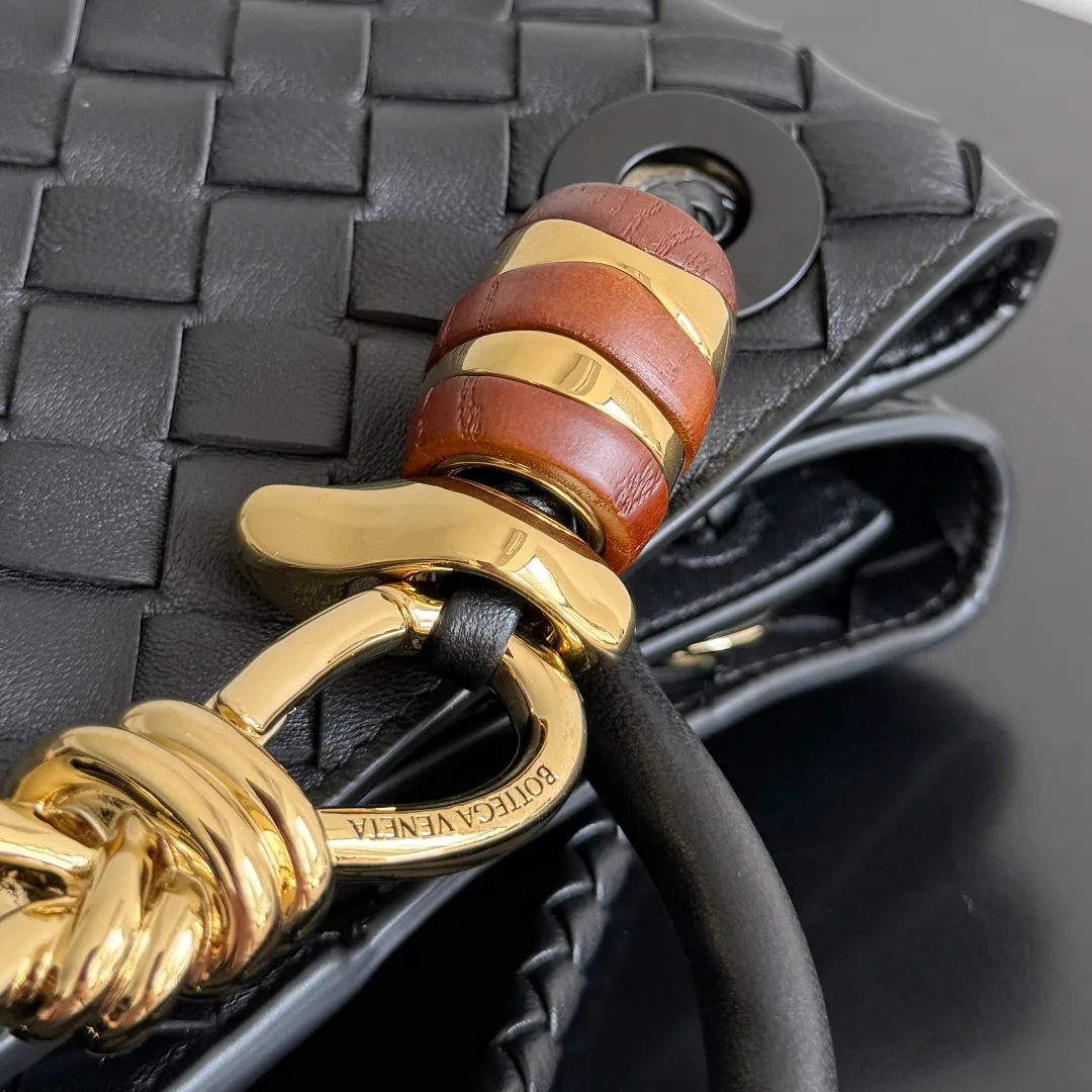 Bottega Veneta Andiamo Black Intrecciato Woven Leather Top Handle Bag product photo from LabelPicks