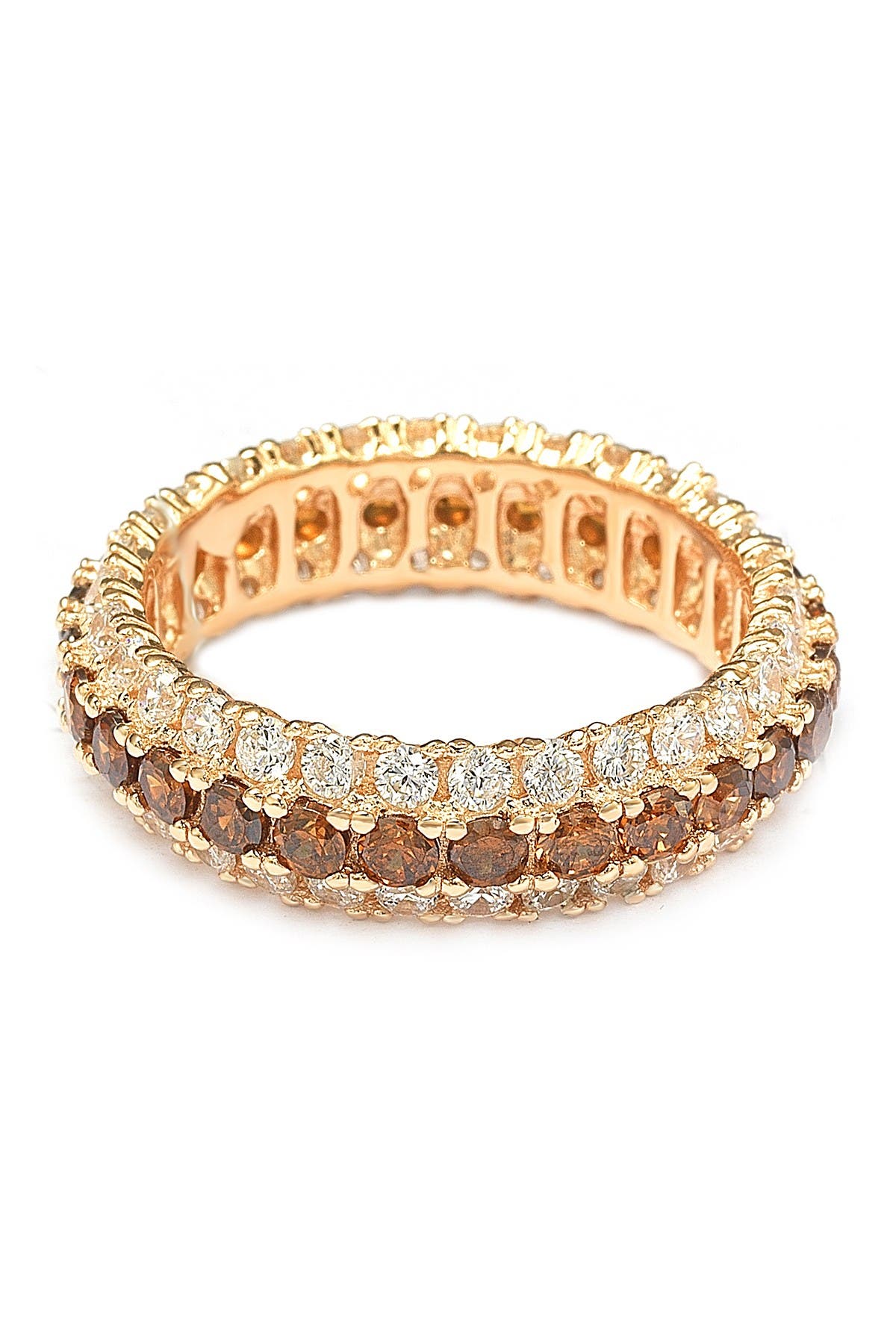 SUZY LEVIAN Rose Sterling Silver Brown & White Cubic Zirconia Eternity Band Ring