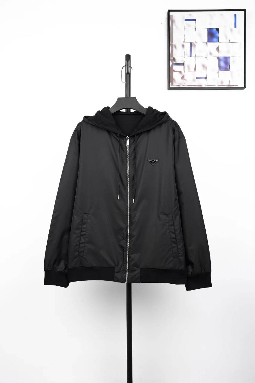 Prada Black Reversible Hooded Zip Jacket product photo from LabelPicks