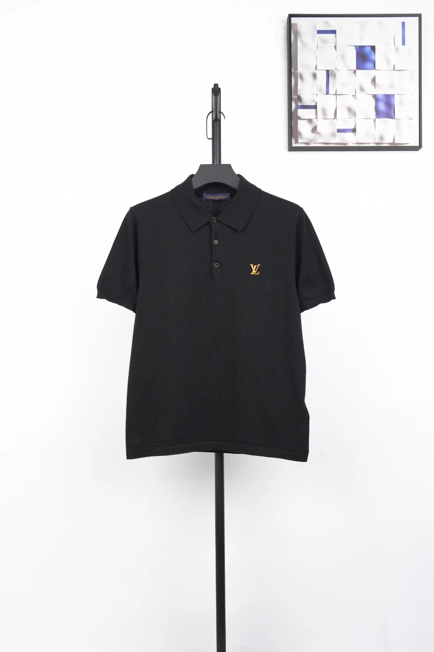 Louis Vuitton Black Leather Patch Knit Polo Shirt product photo from LabelPicks