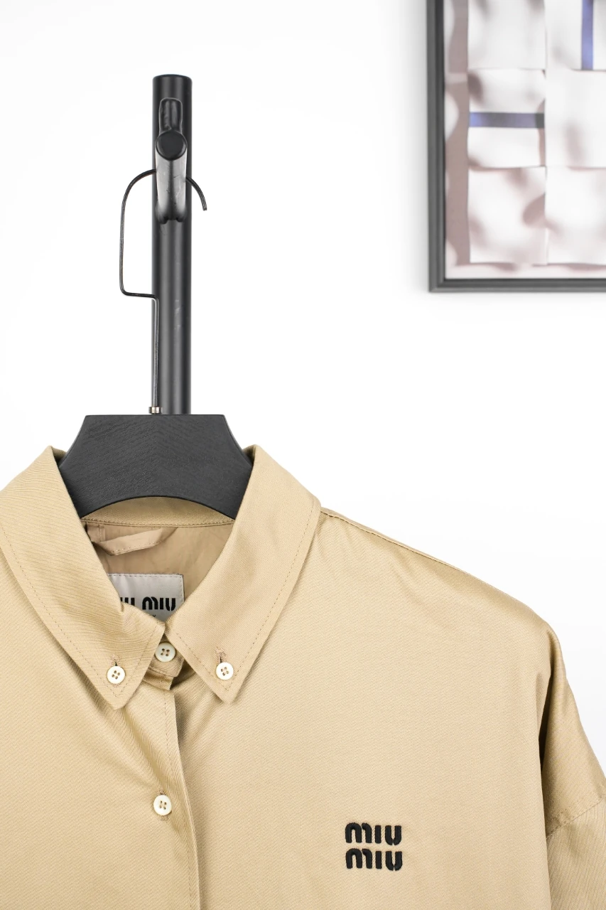 Miu Miu Beige Logo Embroidered Button Jacket product photo from LabelPicks